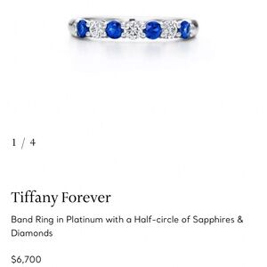 Tiffany and co. forever diamond and sapphire ring size 6.5